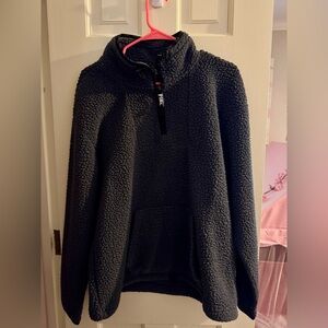 Victoria’s Secret pink Sherpa half zip charcoal size large